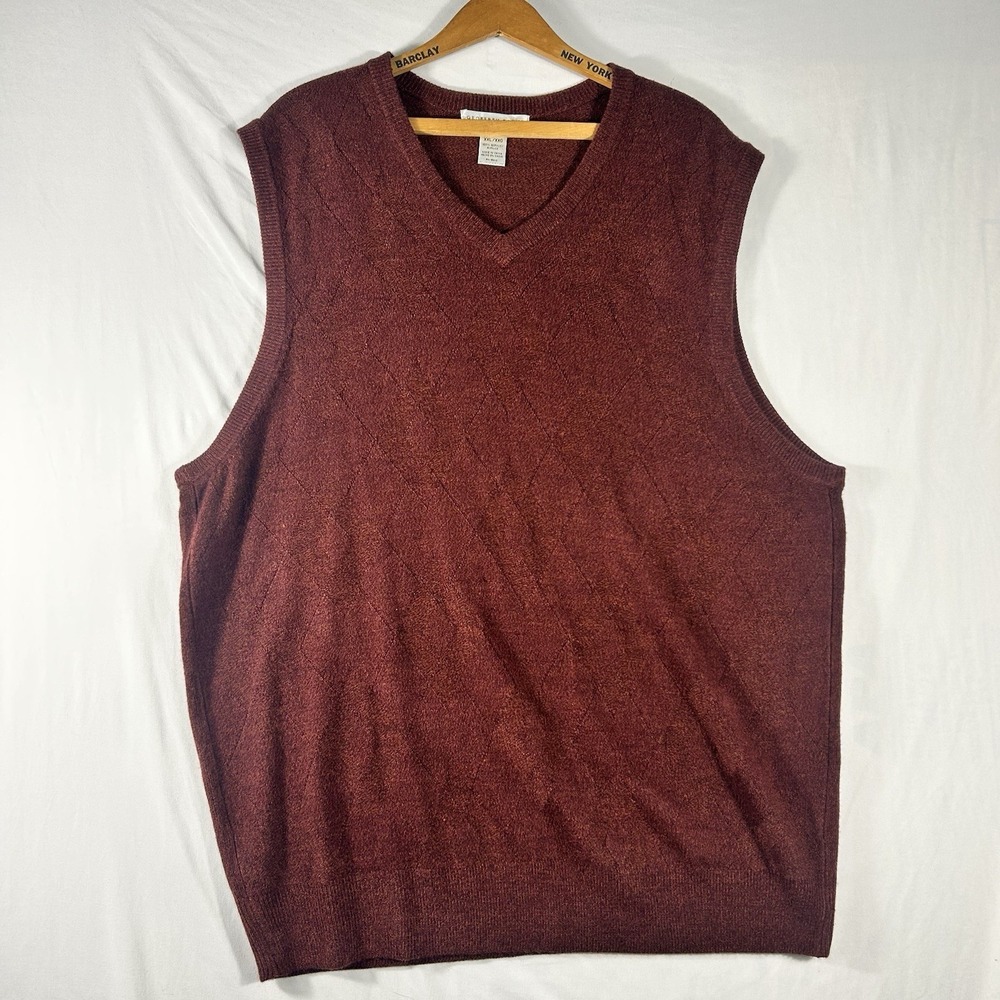 Geoffrey Beene Men's XXL Sweater Vest Maroon Details‎ V Neck Golf Grandpa Core